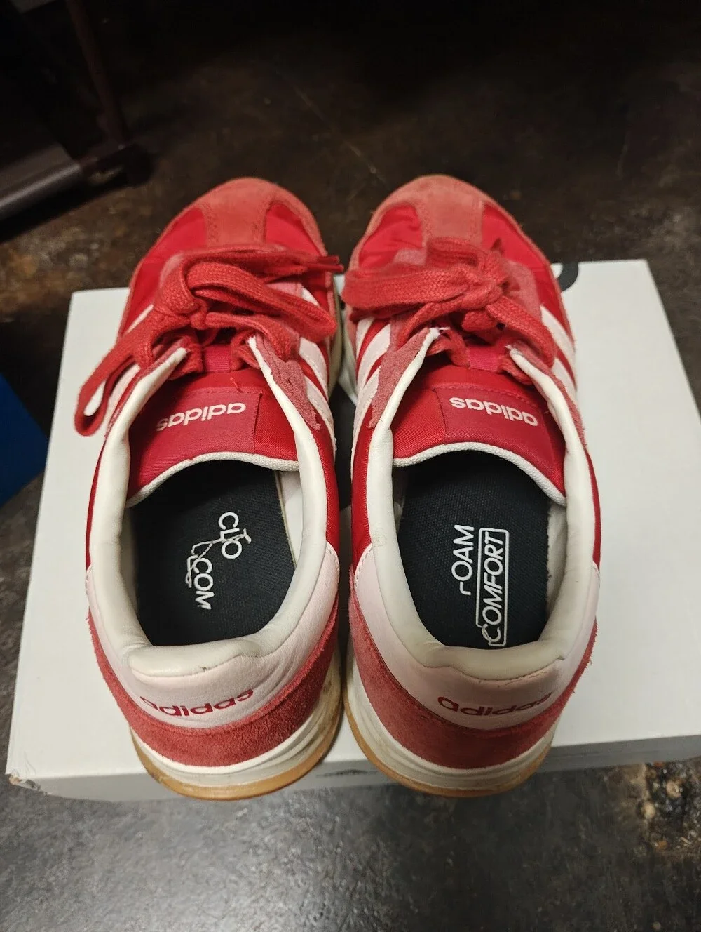 adidas Red and White Women's Retro Runner Sneakers